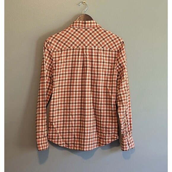 J.Crew Size Small Flannel Top Womens Button Up Shirt Plaid Lightweight Orange S - Picture 5 of 5